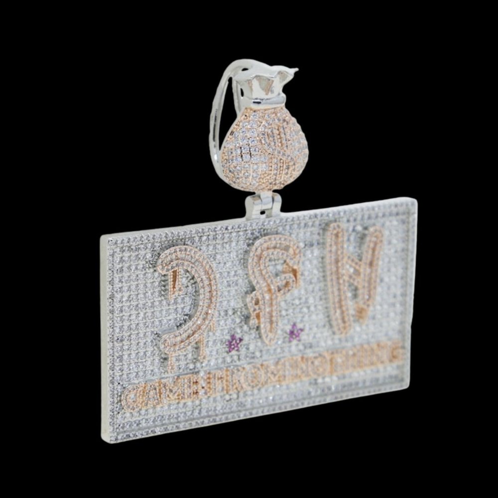 NEW! Iced Out Bling Two Tone Color Letters CFN Pendant